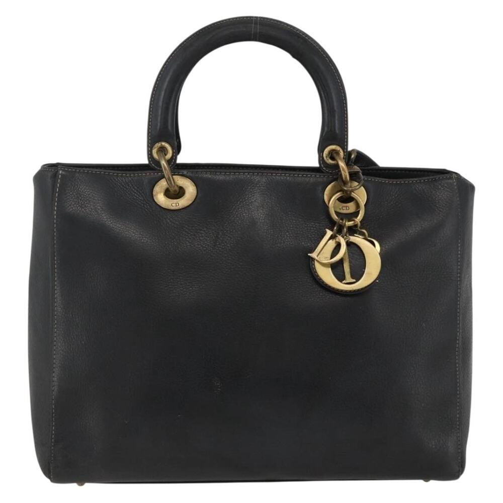 Dior Leather Lady Dior Tote Bag Black Gold Cannage